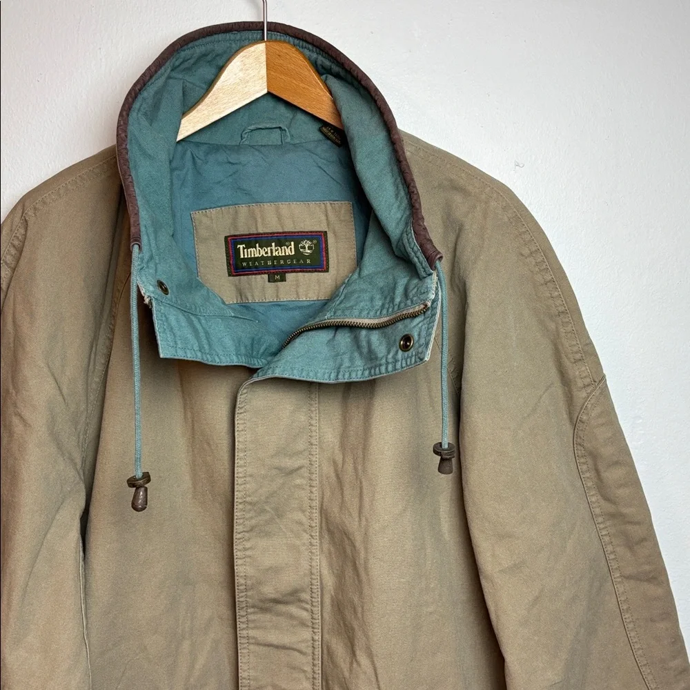 VTG‎ 90s Timberland Weathergear Men’s Medium Khaki Cotton Canvas Chore Jacket